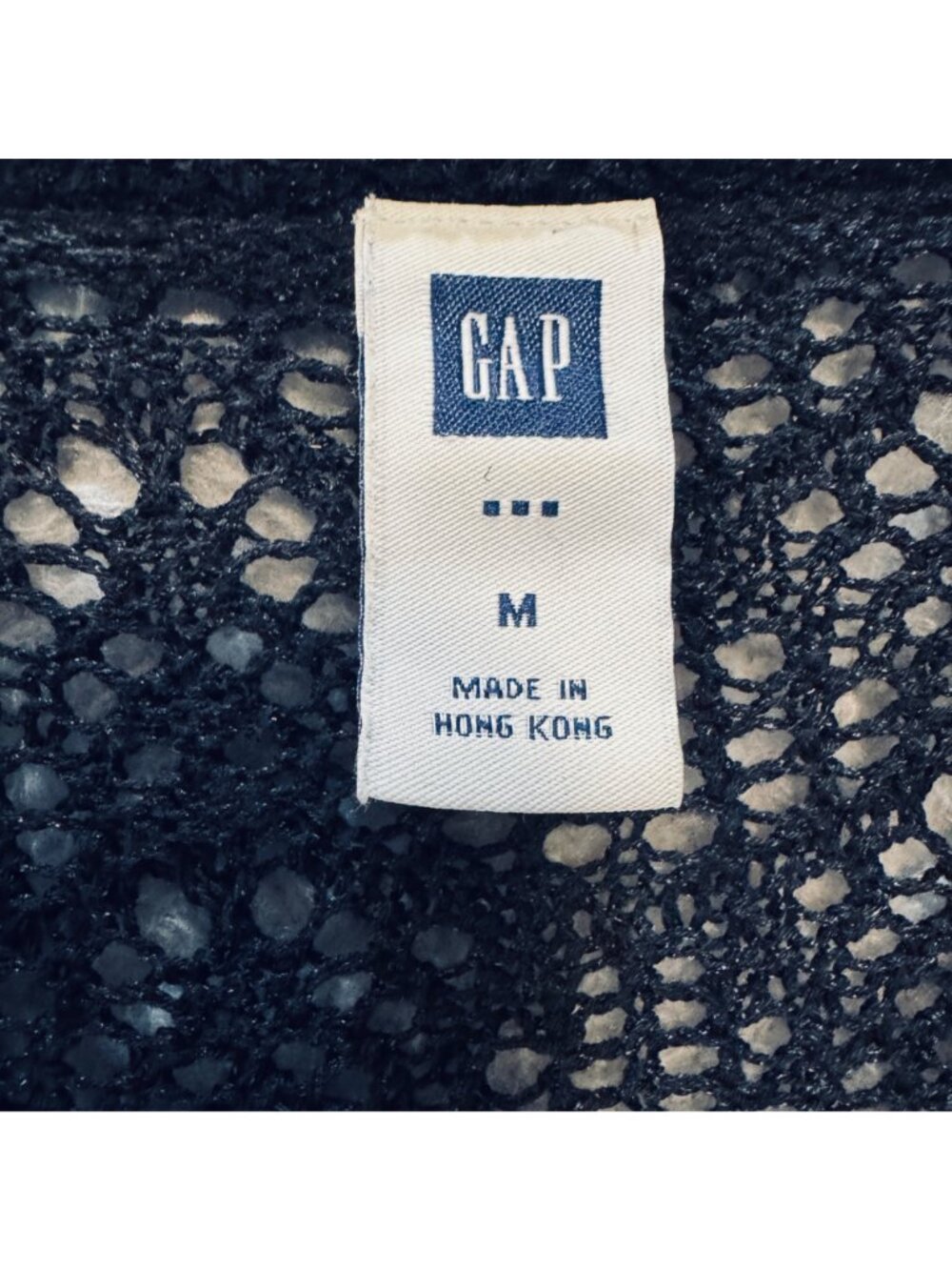 Vintage Gap Black Crochet Cropped Cardigan Size M Cotton Boho Whimsygoth Y2K - Picture 8 of 14